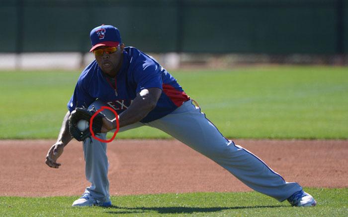 Rangers' third baseman Adrian Beltre showing palm